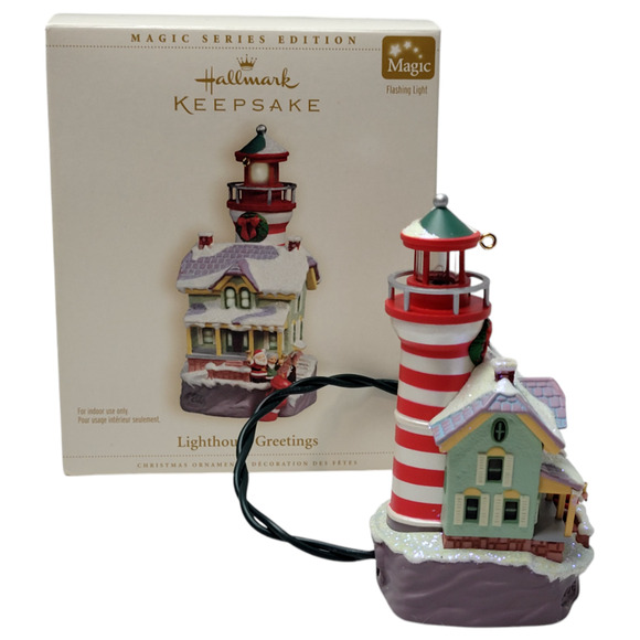 Hallmark 2006 Lighthouse Greetings #10 in Series Magic Light Ornament - Picture 1 of 10